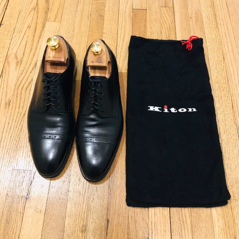 Kiton classic cap-toe lace up.